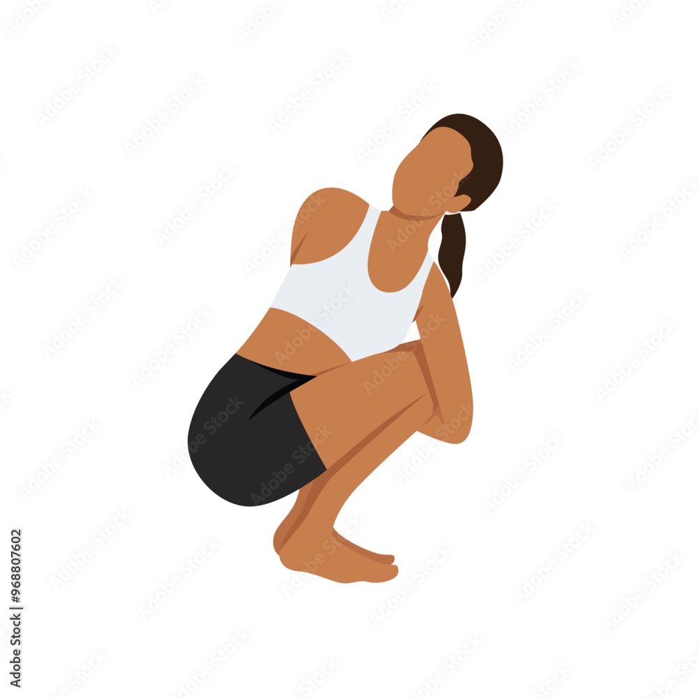 Young woman doing Reverse Table Top Pose Legs In Figure Four or Ardha Purvottanasana Pada Ardha
