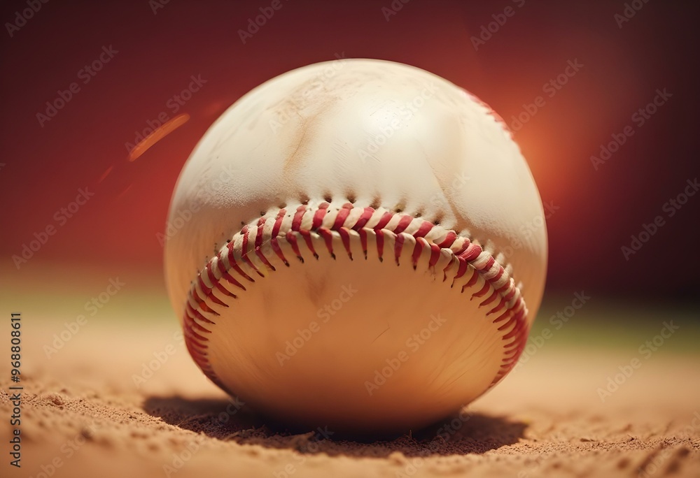 A baseball with red stitching and white stripes and with backgrounds A baseball with red stitching and white stripes and with backgrounds
