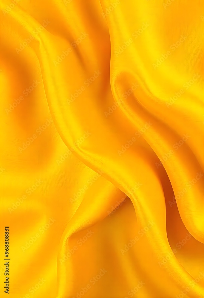 Fototapeta premium Abstract yellow background luxury cloth or liquid wave. Flowing yellow satin with soft folds and highlights.