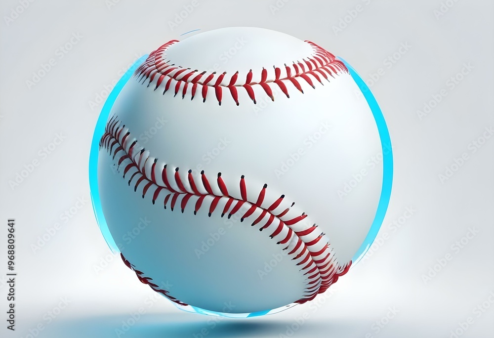 A baseball with red stitching and white stripes and with backgrounds A baseball with red stitching and white stripes and with backgrounds