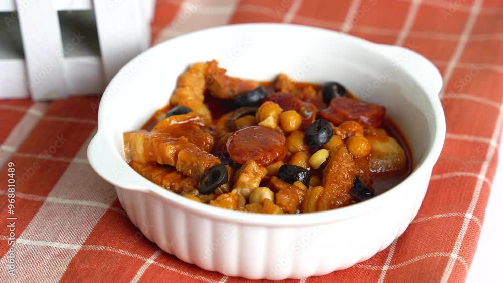 ox tripe in tomato sauce with chick peas and olives also known as callos ox tripe in tomato sauce with chick peas and olives also known as callos