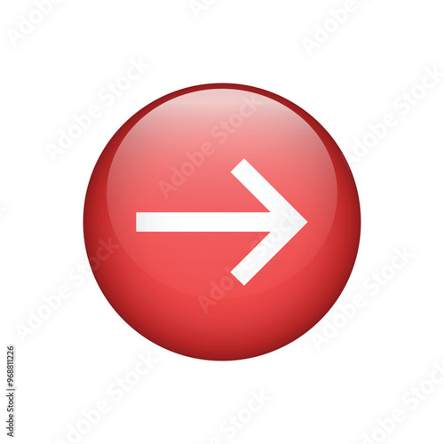 Right arrow red icon sign. Vector illustration