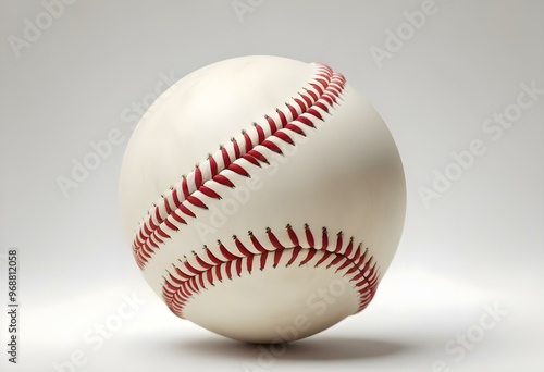 A baseball with red stitching and white stripes and with backgrounds