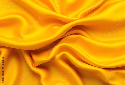 Abstract background luxury cloth or liquid wave. Flowing yellow satin with soft folds and highlights.