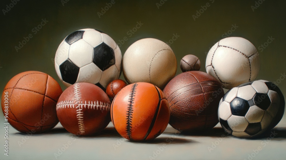 Still Life of Various Sports Balls Still Life of Various Sports Balls