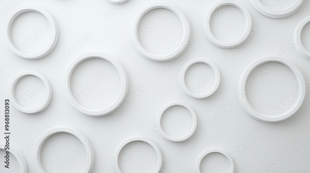 White geometric design featuring 3D circles, ideal for business templates, showcasing a modern, simple pattern with a clean, creative abstract texture and radial layout. White geometric design featuring 3D circles, ideal for business templates, showcasing a modern, simple pattern with a clean, creative abstract texture and radial layout.