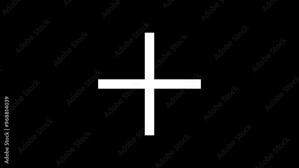 white plus mark with icon animation on a black background. white plus mark with icon animation on a black background.