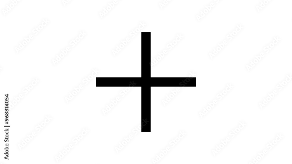 black plus mark with icon animation on a white background. black plus mark with icon animation on a white background.