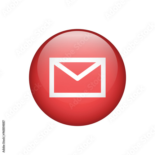 Red mail icon sign. Button for graphic design, website or app. Vector illustration