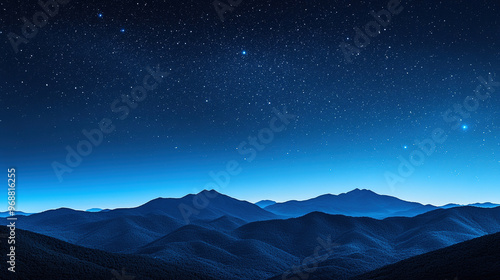 Minimalist computer wallpaper featuring a serene mountain landscape beneath a clear night sky filled with stars, designed with soft gradients for a calming visual aesthetic.