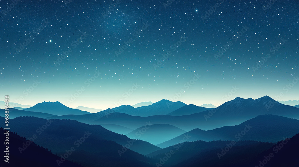 Minimalist computer wallpaper featuring a serene mountain landscape beneath a clear night sky filled with stars, designed with soft gradients for a calming visual aesthetic. Minimalist computer wallpaper featuring a serene mountain landscape beneath a clear night sky filled with stars, designed with soft gradients for a calming visual aesthetic.