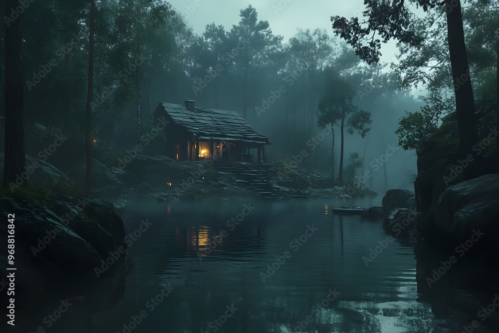 Obraz premium A Cabin In The Mist