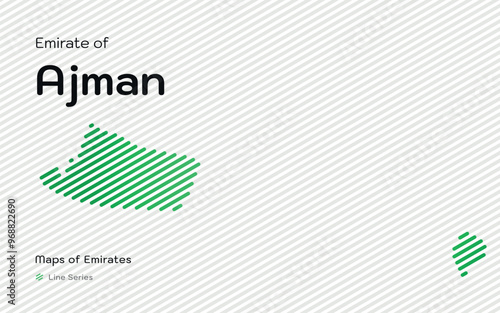 Creative Map of Emirate of Ajman in a line stipes Pattern. Maps of Emirates UAE