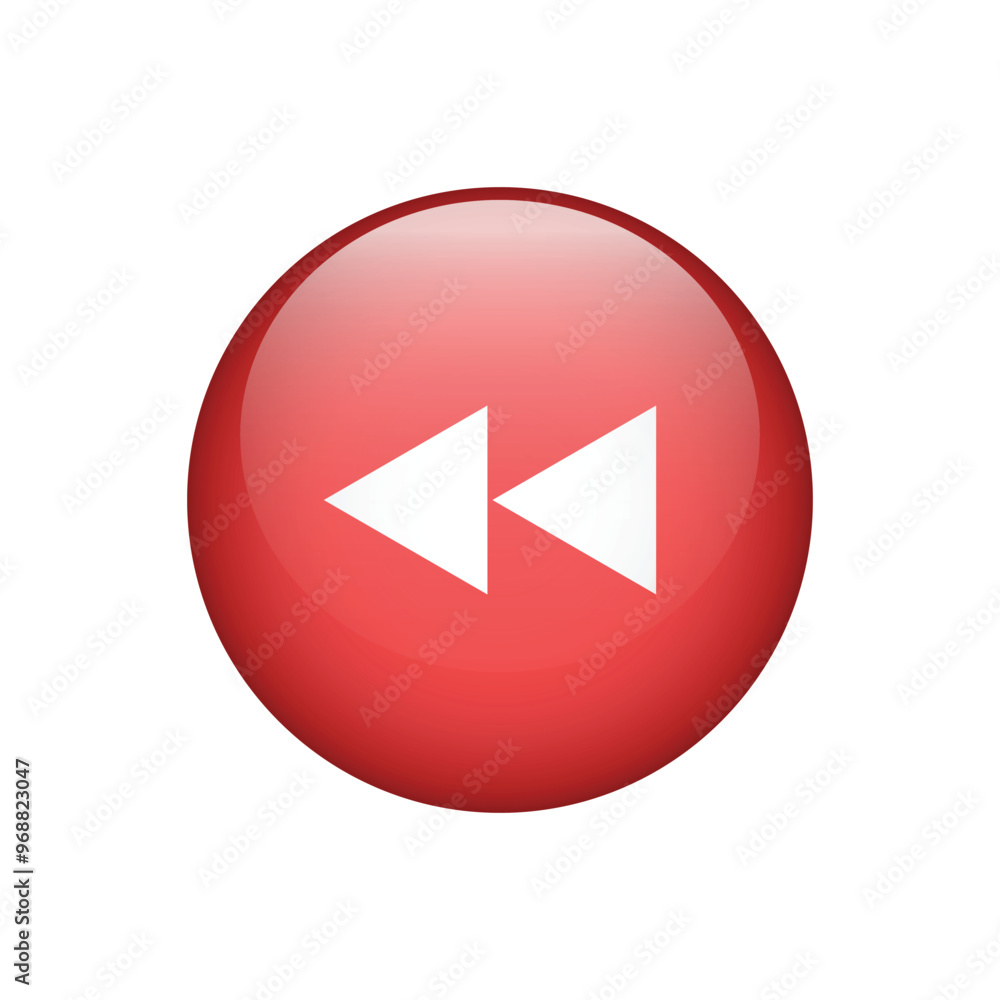 Vector fast backward button icon on white Background. Vector fast backward button icon on white Background.