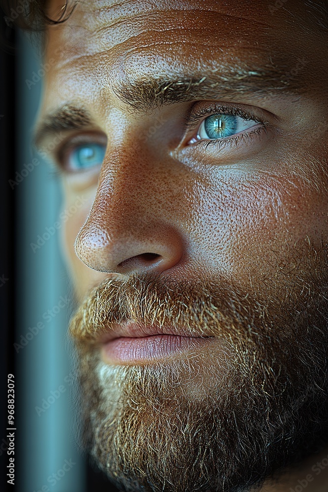 Obraz premium Modern Style: Bearded Man with Clear Features