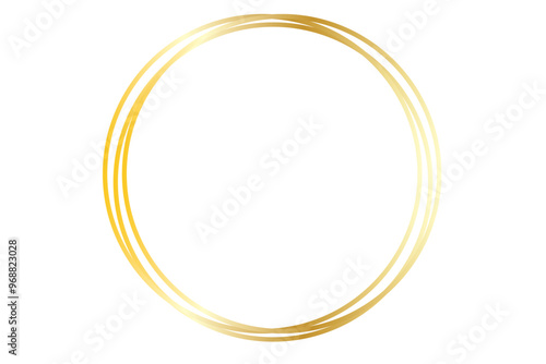 Gold geometric polygonal frame with shining effects isolated on white background. Empty glowing art deco backdrop. Vector illustration.