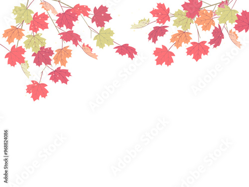 紅葉したかえでのフレームイラスト