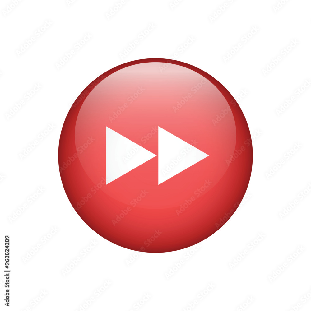 Vector fast forward red button icon on white Background. Vector fast forward red button icon on white Background.