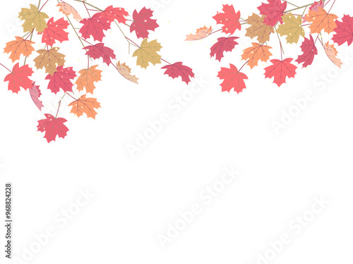 紅葉したかえでのフレームイラスト