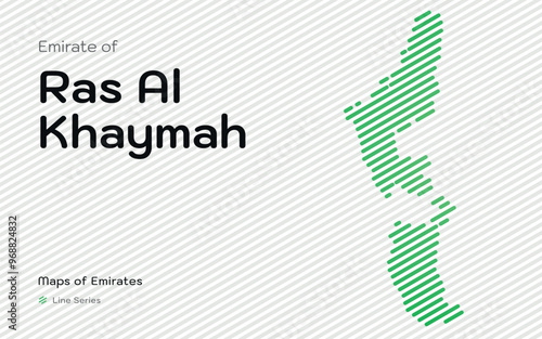 Creative Map of Emirate of Ras Al Khaymah in a line stipes Pattern. Maps of Emirates UAE