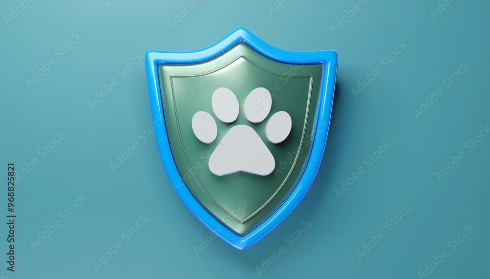 A stylized shield graphic featuring a paw print, symbolizing pet protection or care, set against a solid turquoise background. A stylized shield graphic featuring a paw print, symbolizing pet protection or care, set against a solid turquoise background.
