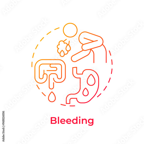 Bleeding red gradient concept icon. Symptom of cancer. Cough blood. Stomach blood. Internal bleeding. Round shape line illustration. Abstract idea. Graphic design. Easy to use in article