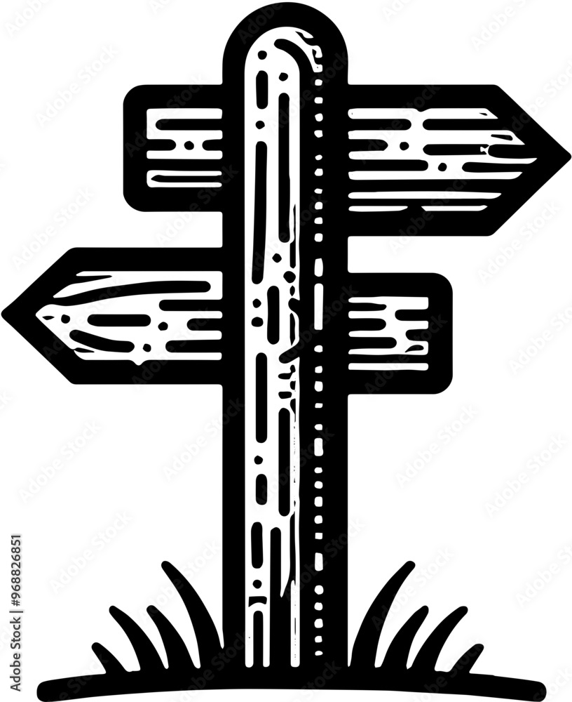 Wooden Signpost Icon, Rustic Directional Sign for Maps, Travel Guides, Adventure Games, Navigation Apps, Nature-Themed Designs, Forest Hiking, Camping Guides, Outdoor Wayfinding Illustrations Wooden Signpost Icon, Rustic Directional Sign for Maps, Travel Guides, Adventure Games, Navigation Apps, Nature-Themed Designs, Forest Hiking, Camping Guides, Outdoor Wayfinding Illustrations
