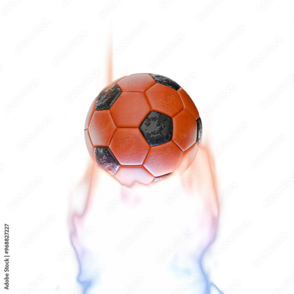 Obraz premium soccer football with trailing flames and lightning, transparent background