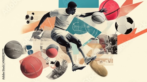A Collage of a Man Playing Sports With Assorted Balls