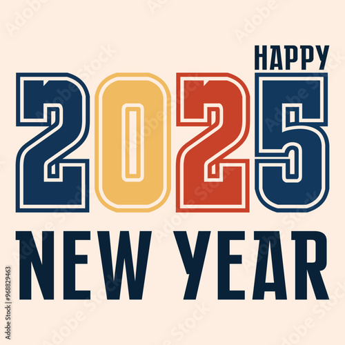 Happy new year 2025 design. With colorful truncated number illustrations. Premium vector design 2025