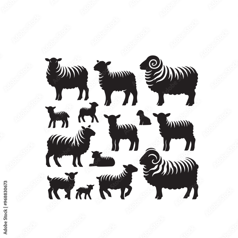 Obraz premium Sheep silhouette. Sheep logo, icon. Sheep vector design isolated on white. background.