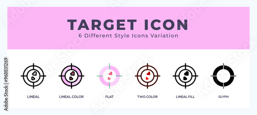 Target icon symbol. isolated. vector illustration with different styles