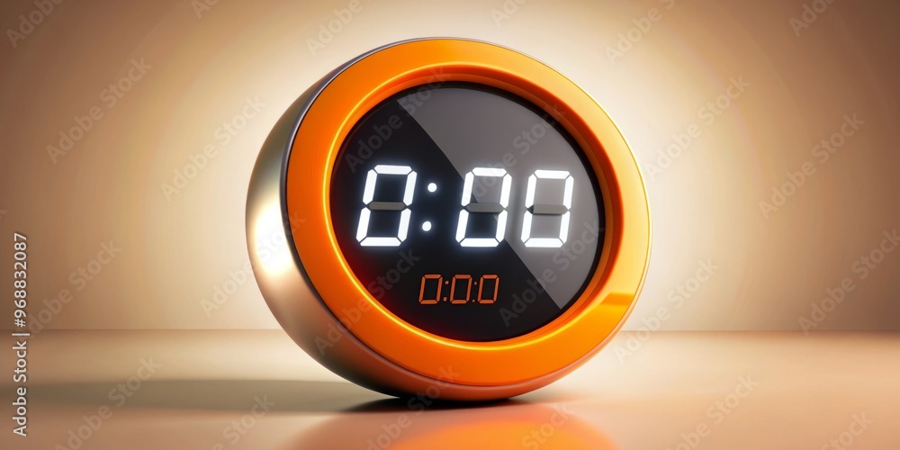 A digital timer with a circular face and bold numerals, showing 00:21 ...
