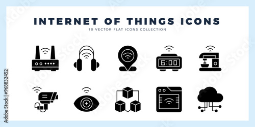 10 Internet of Things Glyph icon pack. vector illustration.
