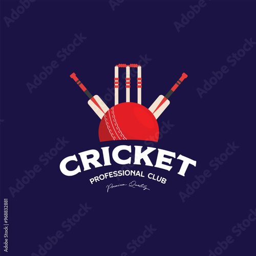 cricket ball element logo template and minimalist level for professional clubs and teams