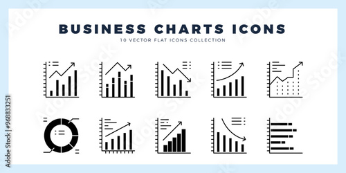 10 Business Chart and Diagram Glyph icon pack. vector illustration.