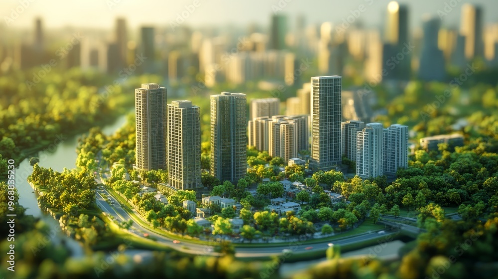 Fototapeta premium AI-powered smart city planning platforms integrating green energy and public transportation