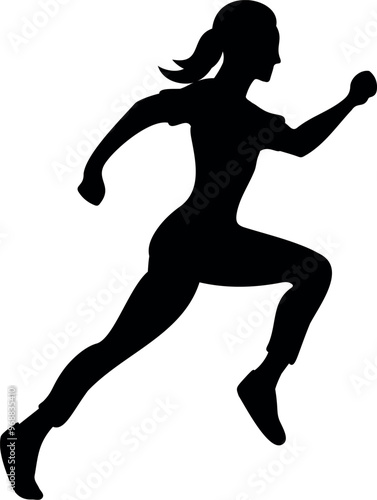 Running girl silhouette. Sports vector illustration.