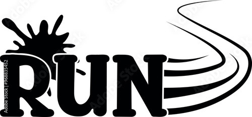 Run lettering. Sports vector illustration. Hand drawn vector art