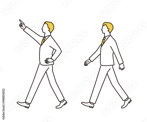 目標を持って歩くビジネスマン