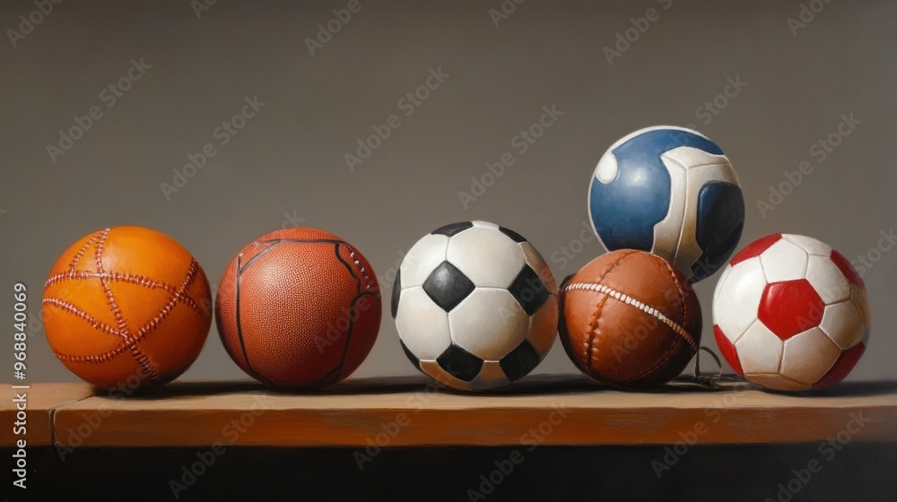Still Life of Six Different Sport Balls Still Life of Six Different Sport Balls