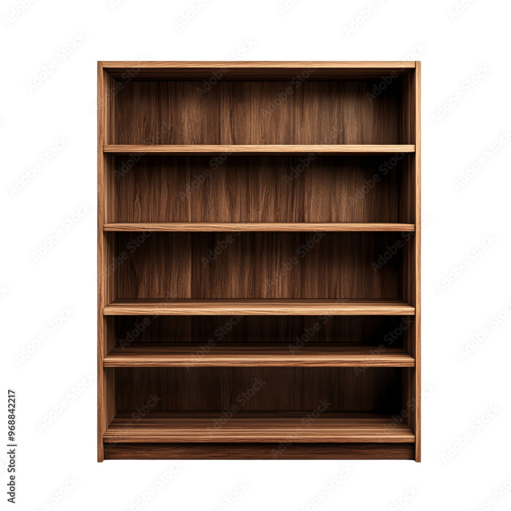 A modern wooden bookshelf with multiple shelves, perfect for displaying books and decorative items in any interior space. A modern wooden bookshelf with multiple shelves, perfect for displaying books and decorative items in any interior space.