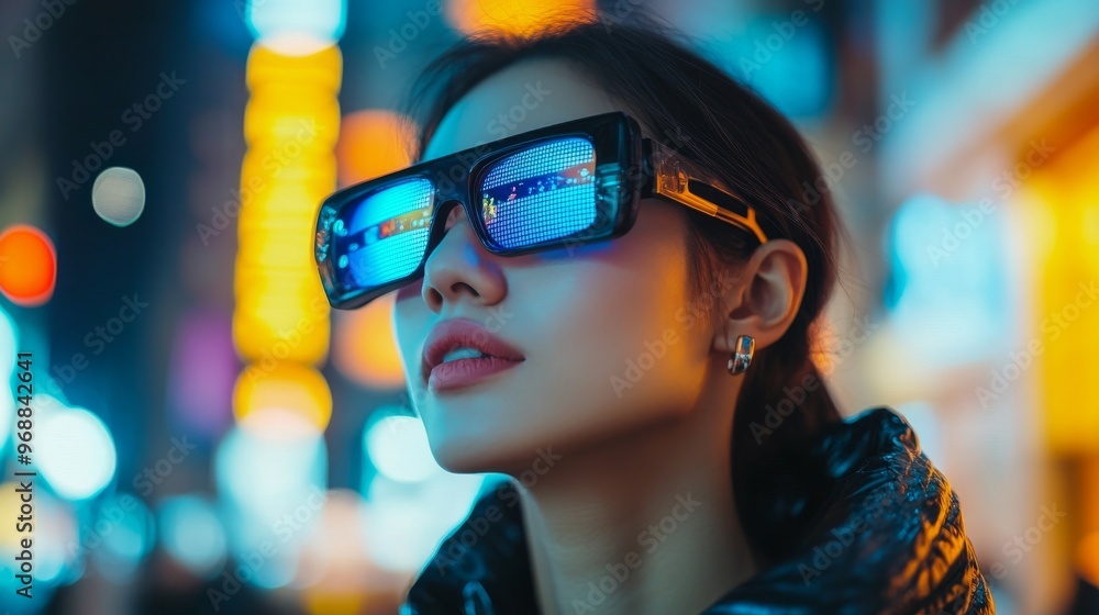 AI-powered smart glasses providing real-time translation for global travelers: Glasses that translate speech into subtitles in real-time, enhancing communication for tourists. AI-powered smart glasses providing real-time translation for global travelers: Glasses that translate speech into subtitles in real-time, enhancing communication for tourists.