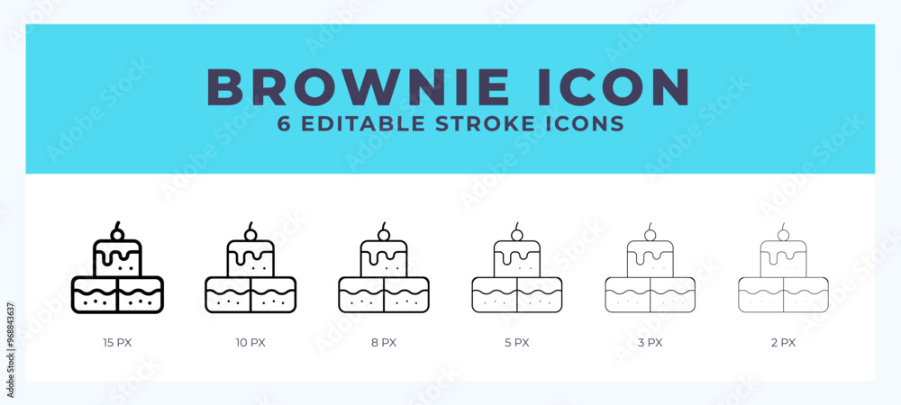 Brownie icon in thin line. Bold line. Regular line. Editable stroke. Brownie icon in thin line. Bold line. Regular line. Editable stroke.