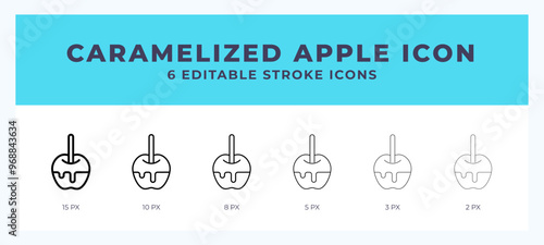 Caramelized apple icon. Outline. Lineal icon symbol vector. Black outline.