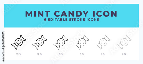 Mint candy icon with editable stroke. Outline icon vector illustration.