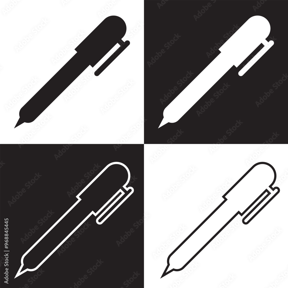 Pen simple icon set. Pen symbol collection. isolated on white and black background. Clothing icons. Vector Illustration. EPS 10 Pen simple icon set. Pen symbol collection. isolated on white and black background. Clothing icons. Vector Illustration. EPS 10