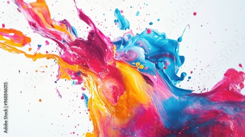 Abstract Swirling Paint Splashes in Vibrant Colors