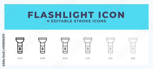 Flashlight icon. Editable stroke line icon vector illustration.