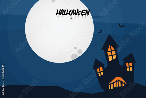 Halloween funny background silhouette  illustration.